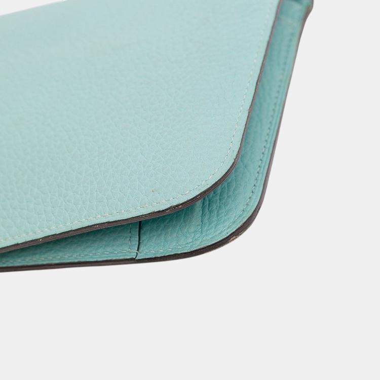 Pre Owned Hermes Blue Atoll Togo Dogon Duo Wallet GM
