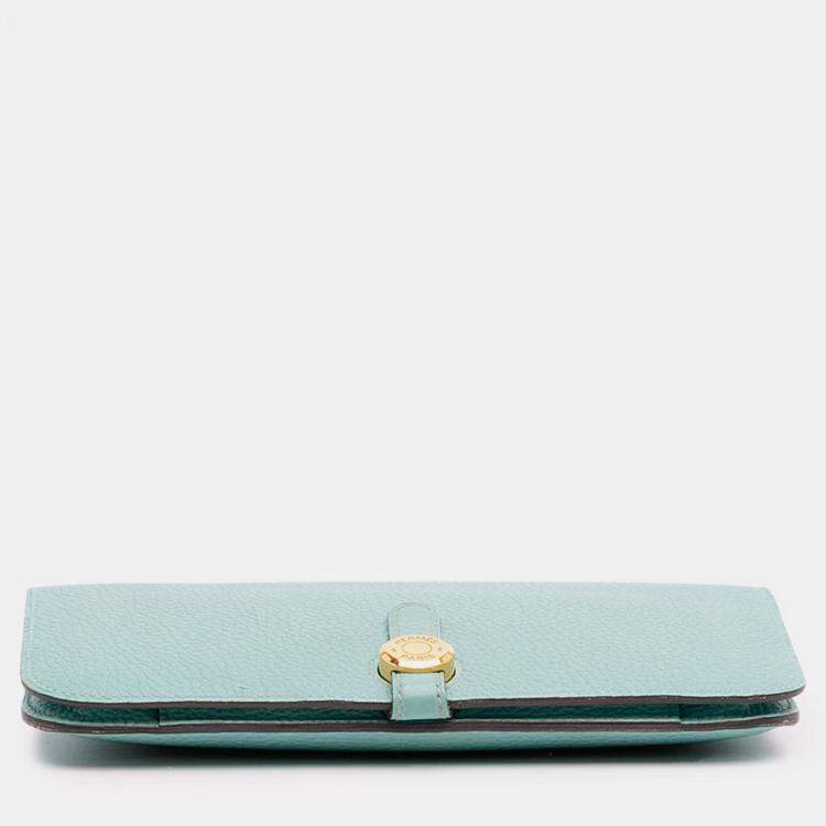 Pre Owned Hermes Blue Atoll Togo Dogon Duo Wallet GM