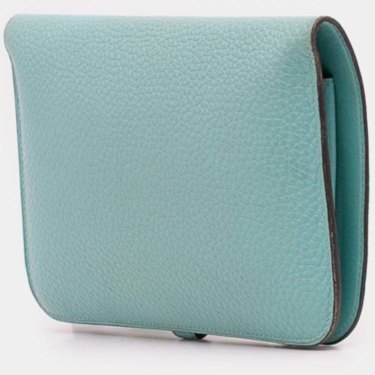 Pre Owned Hermes Blue Atoll Togo Dogon Duo Wallet GM