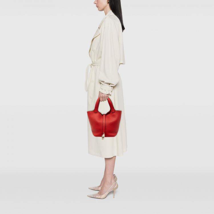 Pre Owned Hermes Rouge Casaque Clemence Picotin Lock 18