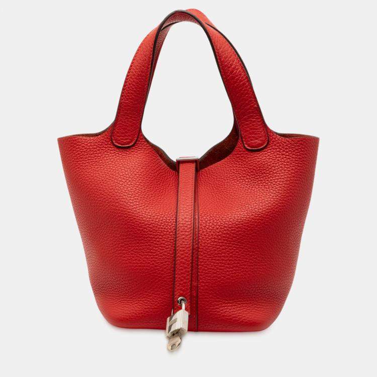 Pre Owned Hermes Rouge Casaque Clemence Picotin Lock 18