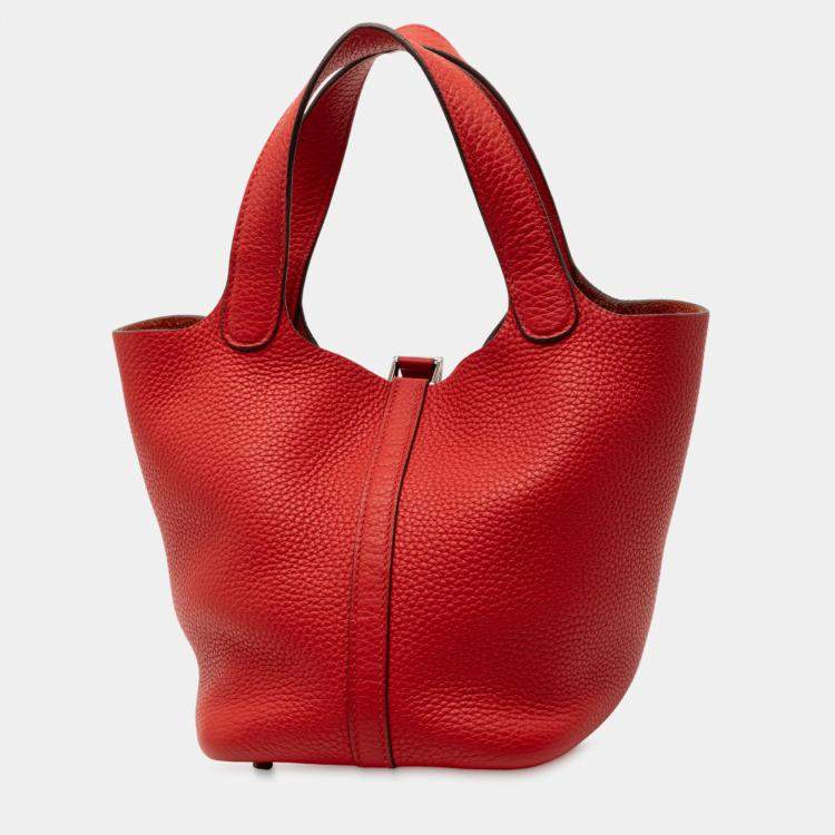 Pre Owned Hermes Rouge Casaque Clemence Picotin Lock 18