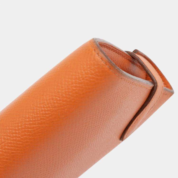 Pre Owned Hermes Orange Epsom Kelly Longue Wallet