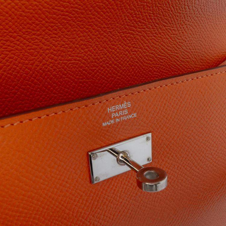 Pre Owned Hermes Orange Epsom Kelly Longue Wallet