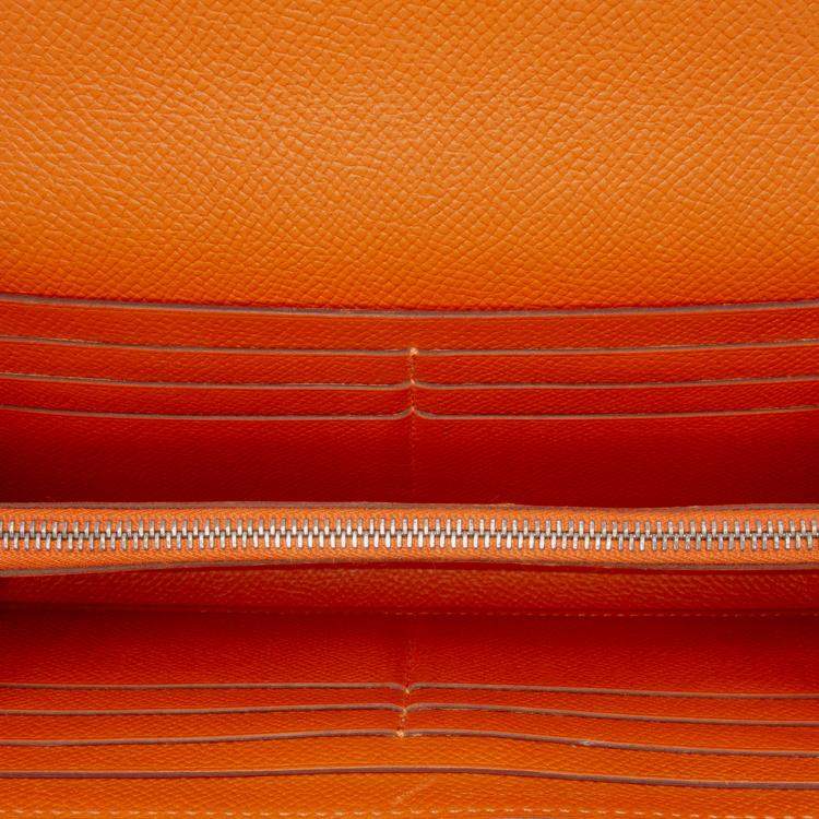 Pre Owned Hermes Orange Epsom Kelly Longue Wallet