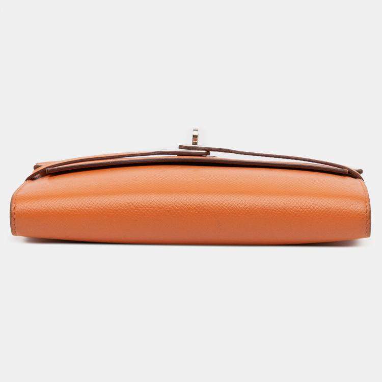 Pre Owned Hermes Orange Epsom Kelly Longue Wallet