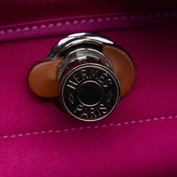Pre Owned Hermes Brown Pink Toile Herbag Zip 31