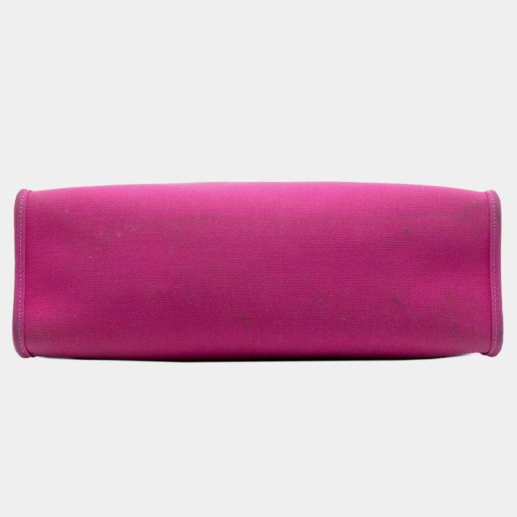 Pre Owned Hermes Brown Pink Toile Herbag Zip 31