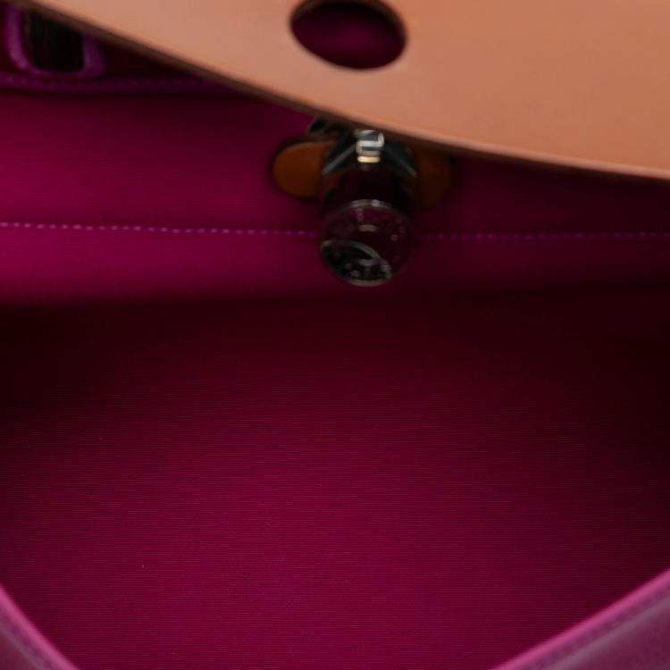 Pre Owned Hermes Brown Pink Toile Herbag Zip 31