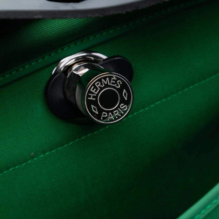 Pre Owned Hermes Blue Green Toile Herbag Zip 31