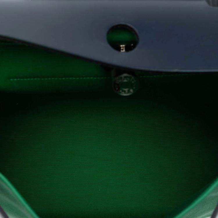 Pre Owned Hermes Blue Green Toile Herbag Zip 31