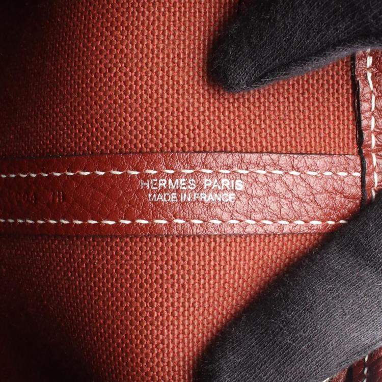 Pre Owned Hermes Garden Party 30 Bordeaux Canvas, Leather Shoulder Bag