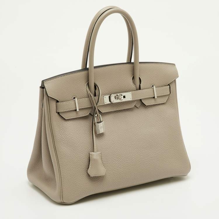 Pre Owned Hermes Birkin 30 Beige Togo Leather Palladium Finish Tote