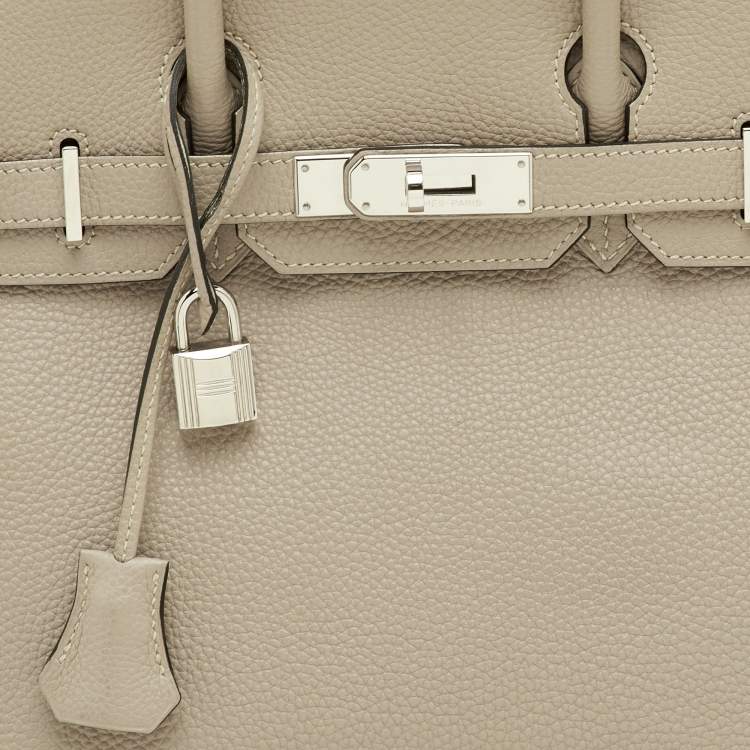 Pre Owned Hermes Birkin 30 Beige Togo Leather Palladium Finish Tote