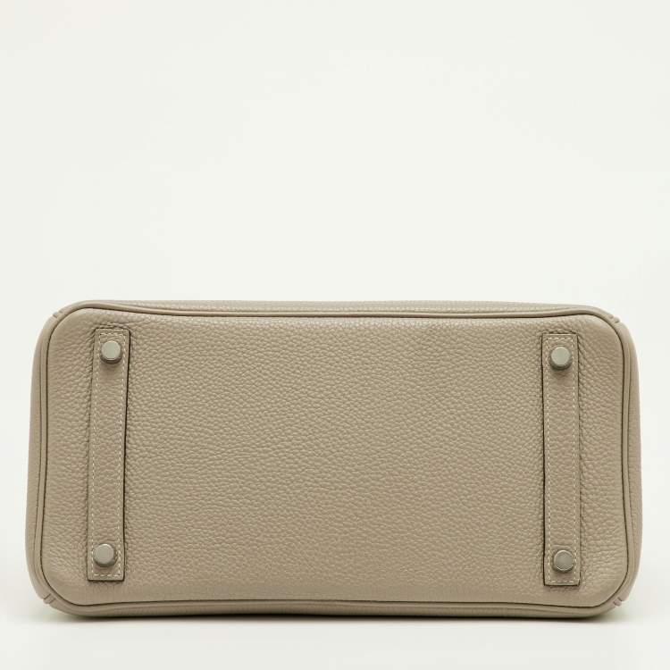 Pre Owned Hermes Birkin 30 Beige Togo Leather Palladium Finish Tote