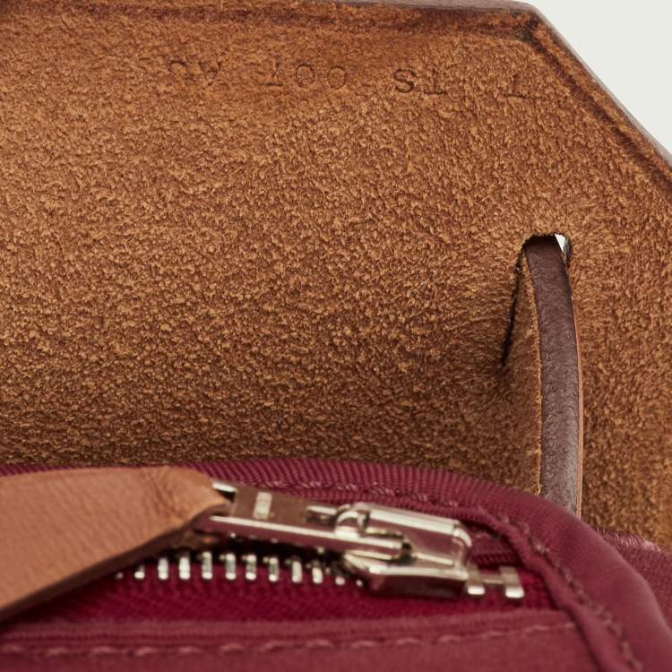 Pre Owned Hermes Herbag Zip 31 Ruby/Fauve Toile and Vache Hunter Top Handle Bag