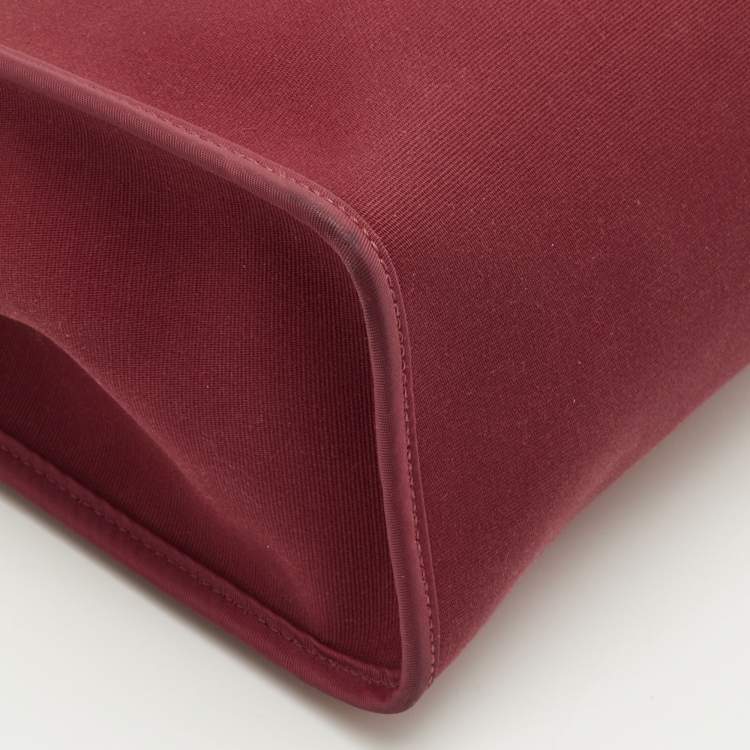 Pre Owned Hermes Herbag Zip 31 Ruby/Fauve Toile and Vache Hunter Top Handle Bag