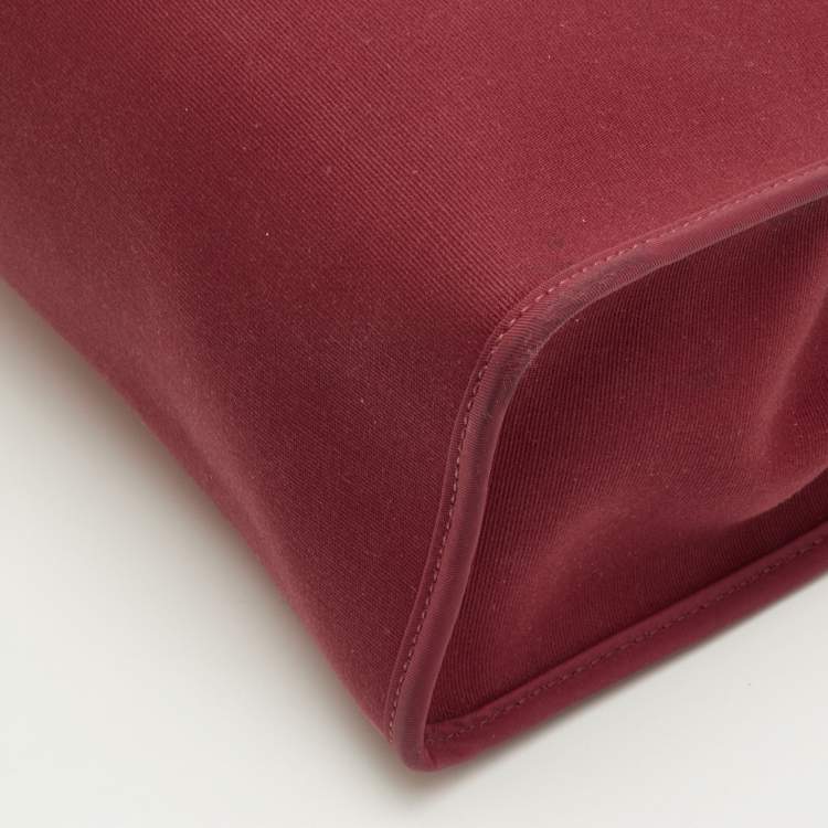 Pre Owned Hermes Herbag Zip 31 Ruby/Fauve Toile and Vache Hunter Top Handle Bag