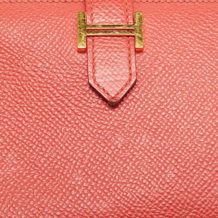 مملوكة مسبقًا Hermes Bearn Gusset Rose Jaipur Epsom Leather Continental Wallet