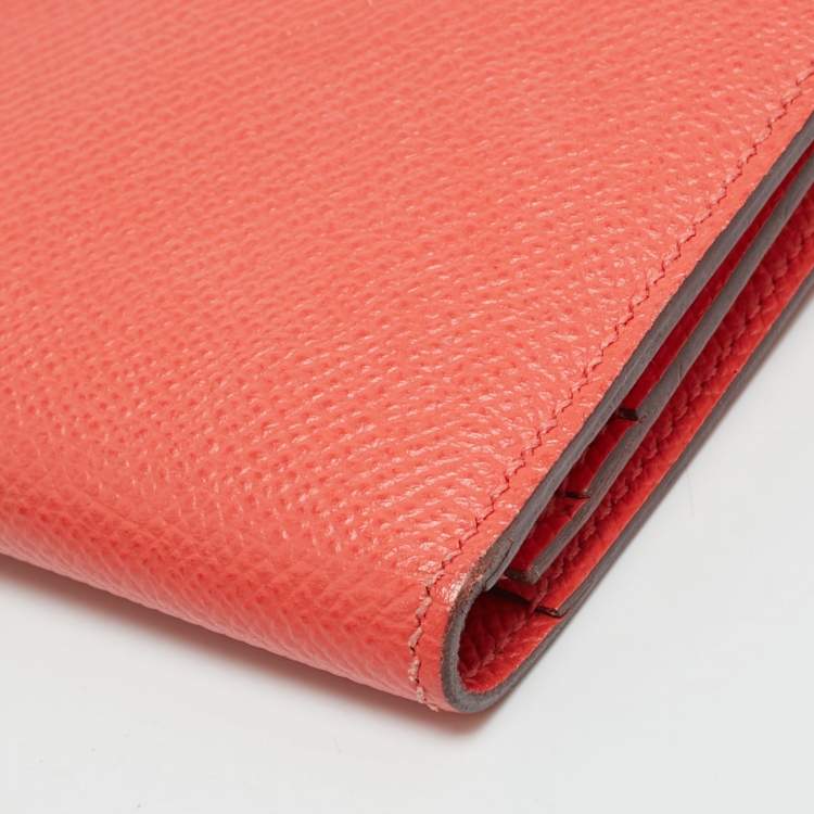 مملوكة مسبقًا Hermes Bearn Gusset Rose Jaipur Epsom Leather Continental Wallet
