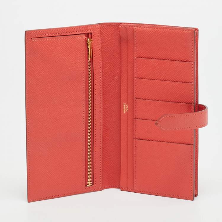مملوكة مسبقًا Hermes Bearn Gusset Rose Jaipur Epsom Leather Continental Wallet