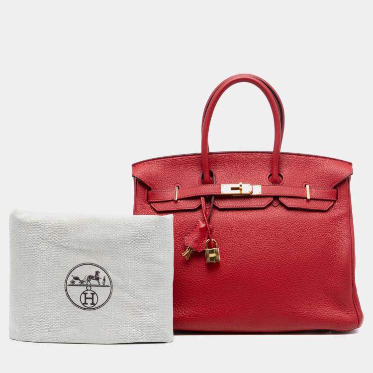 Pre Owned Hermes Rouge Vif Togo Birkin Retourne 35