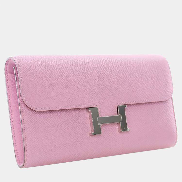 Pre Owned Hermes Mauve Sylvestre Epsom Constance To Go Wallet