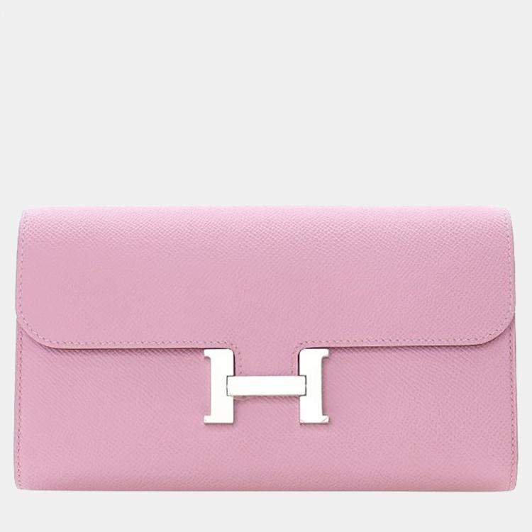 Pre Owned Hermes Mauve Sylvestre Epsom Constance To Go Wallet