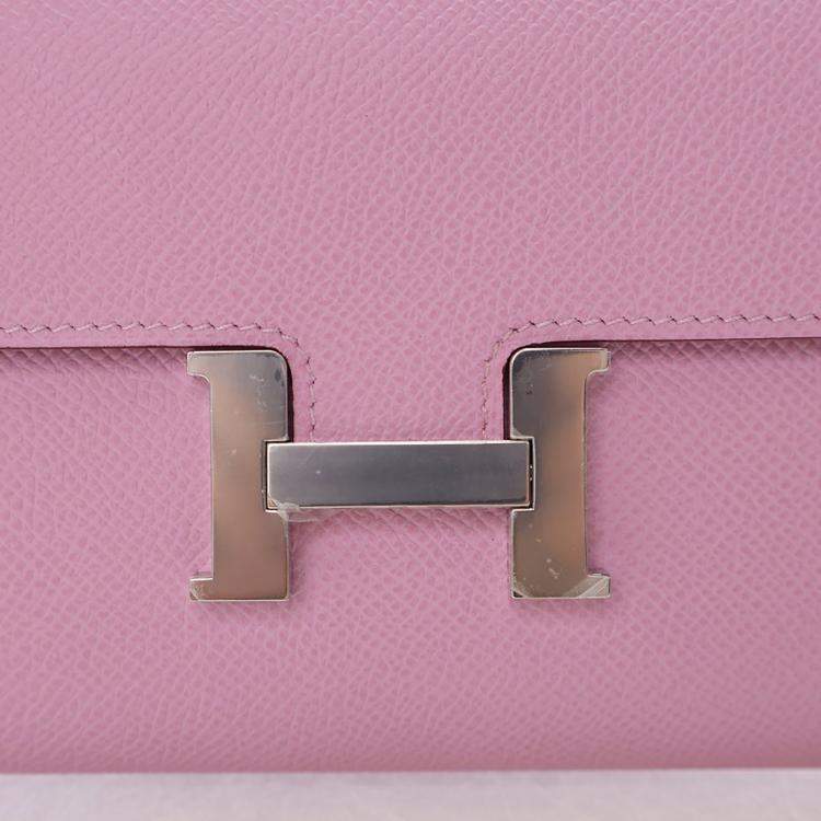 Pre Owned Hermes Mauve Sylvestre Epsom Constance To Go Wallet