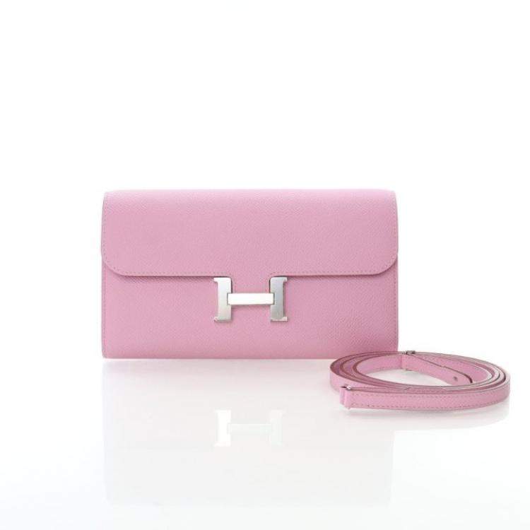 Pre Owned Hermes Mauve Sylvestre Epsom Constance To Go Wallet