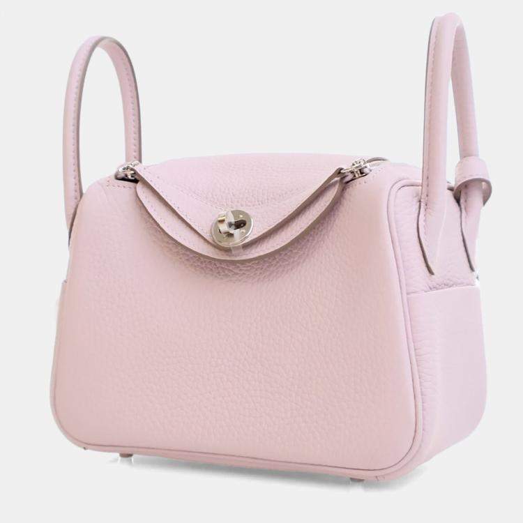 Pre Owned Hermes Mauve Pale Clemence Mini Verso Lindy 20