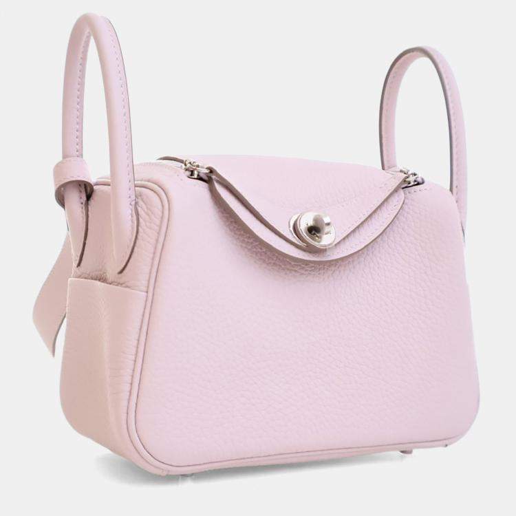 Pre Owned Hermes Mauve Pale Clemence Mini Verso Lindy 20