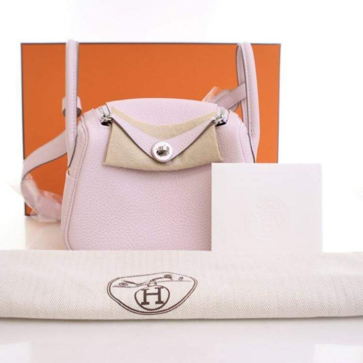 Pre Owned Hermes Mauve Pale Clemence Mini Verso Lindy 20