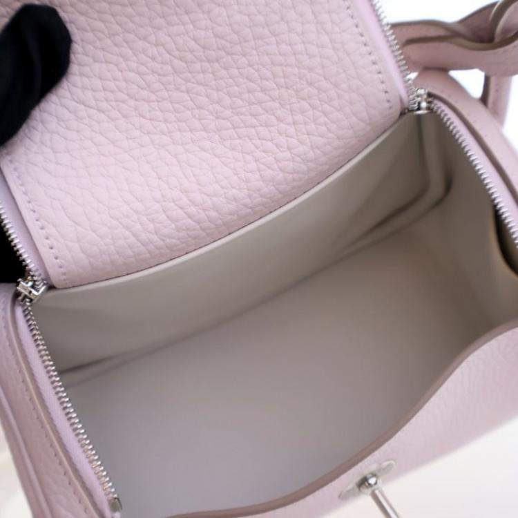 Pre Owned Hermes Mauve Pale Clemence Mini Verso Lindy 20