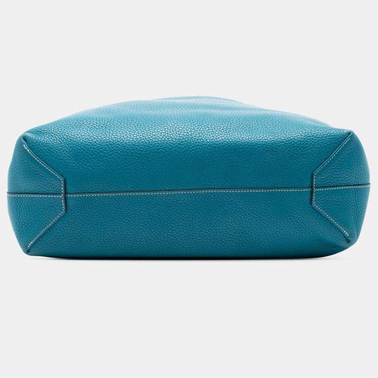 Pre Owned Hermes Blue Izmir and Blue Saphir Clemence Double Sens 36