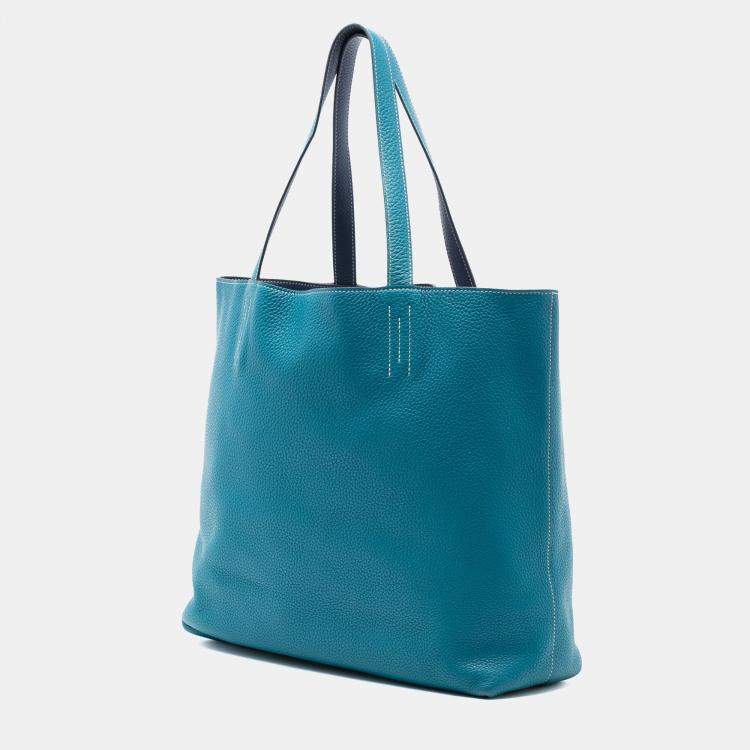 Pre Owned Hermes Blue Izmir and Blue Saphir Clemence Double Sens 36