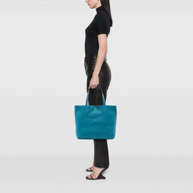 Pre Owned Hermes Blue Izmir and Blue Saphir Clemence Double Sens 36