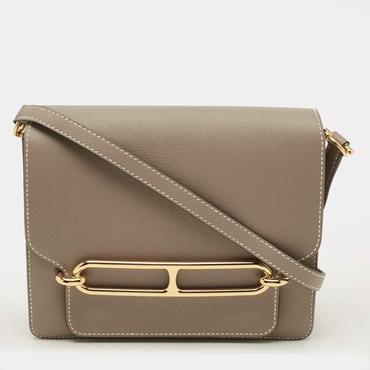 Pre Owned Hermes Roulis 23 Etoupe Evercolor Leather Shoulder Bag