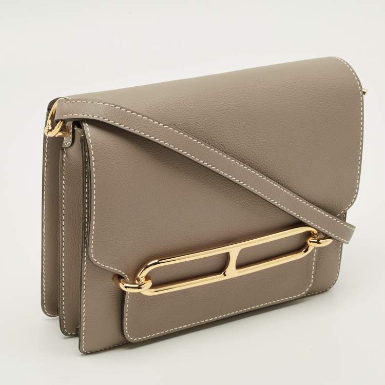 Pre Owned Hermes Roulis 23 Etoupe Evercolor Leather Shoulder Bag