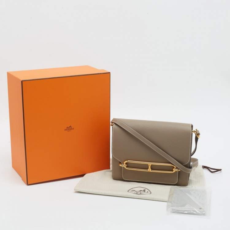 Pre Owned Hermes Roulis 23 Etoupe Evercolor Leather Shoulder Bag