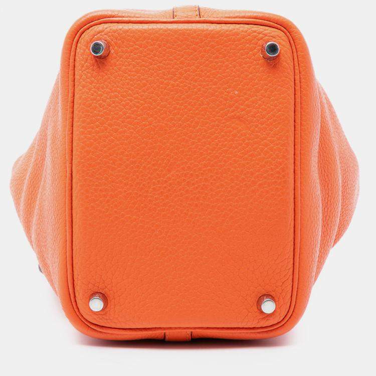 Pre Owned Hermes Orange Clemence Picotin Lock 18