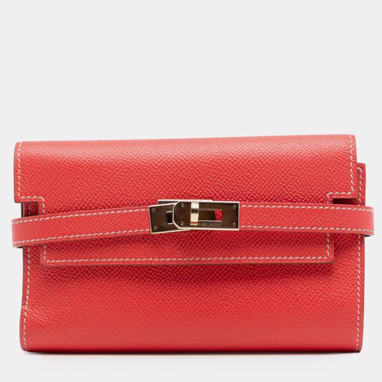 مملوكة مسبقًا Hermes Rose Jaipur Epsom Kelly Depliant Wallet