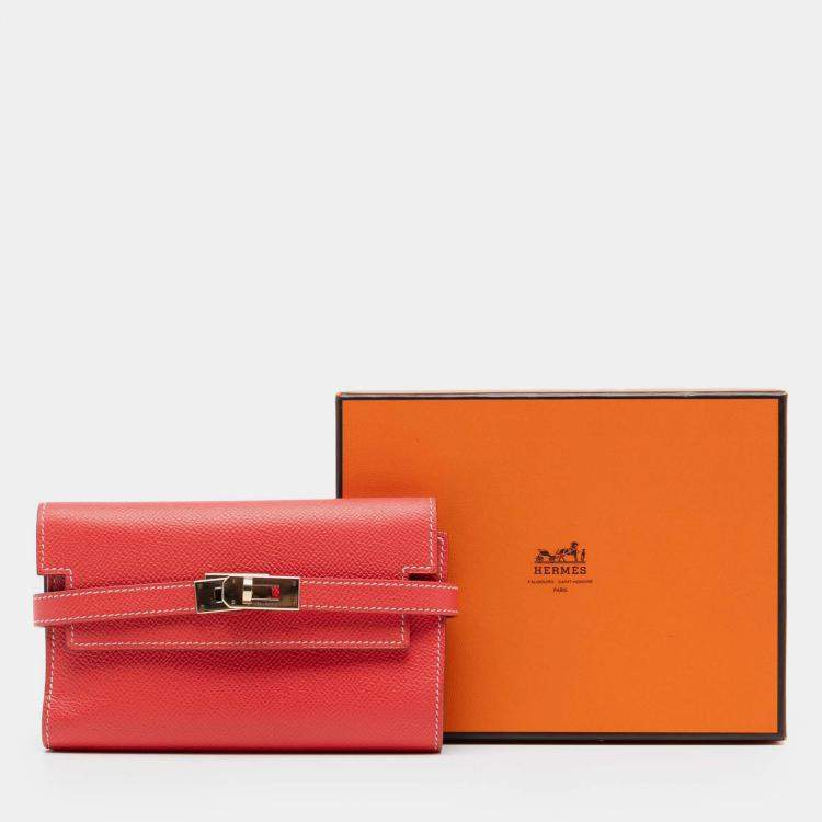 مملوكة مسبقًا Hermes Rose Jaipur Epsom Kelly Depliant Wallet