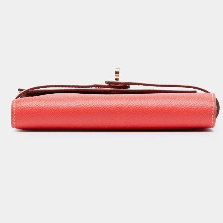 مملوكة مسبقًا Hermes Rose Jaipur Epsom Kelly Depliant Wallet