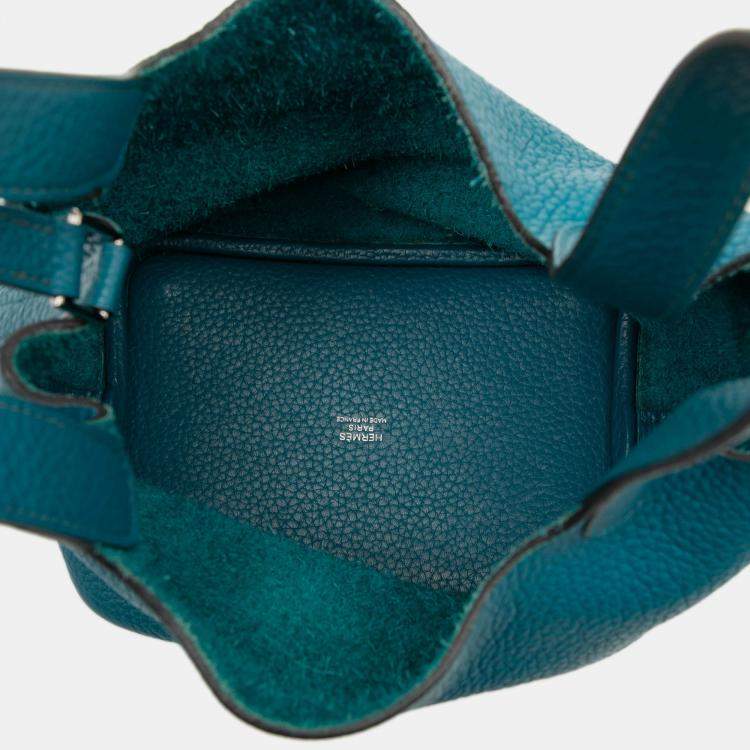 Pre Owned Hermes Blue Paon Clemence Picotin Lock 18