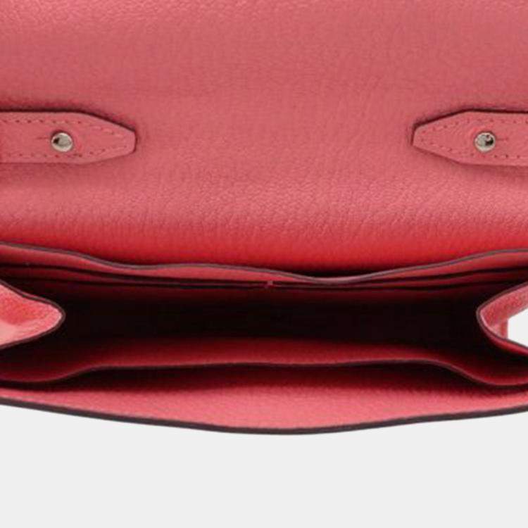 مملوكة مسبقًا Hermes Rose Azalee Chevre Mysore Clic 16 Wallet On Strap