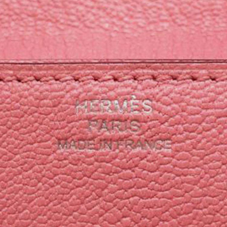مملوكة مسبقًا Hermes Rose Azalee Chevre Mysore Clic 16 Wallet On Strap