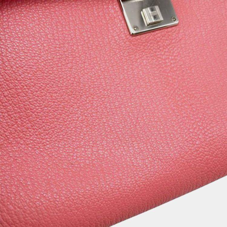 مملوكة مسبقًا Hermes Rose Azalee Chevre Mysore Clic 16 Wallet On Strap