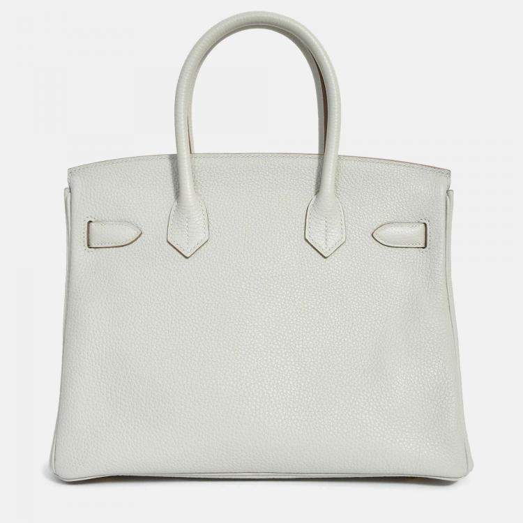 Pre Owned Hermes 2019 Gris Perle Clemence Leather Birkin 30