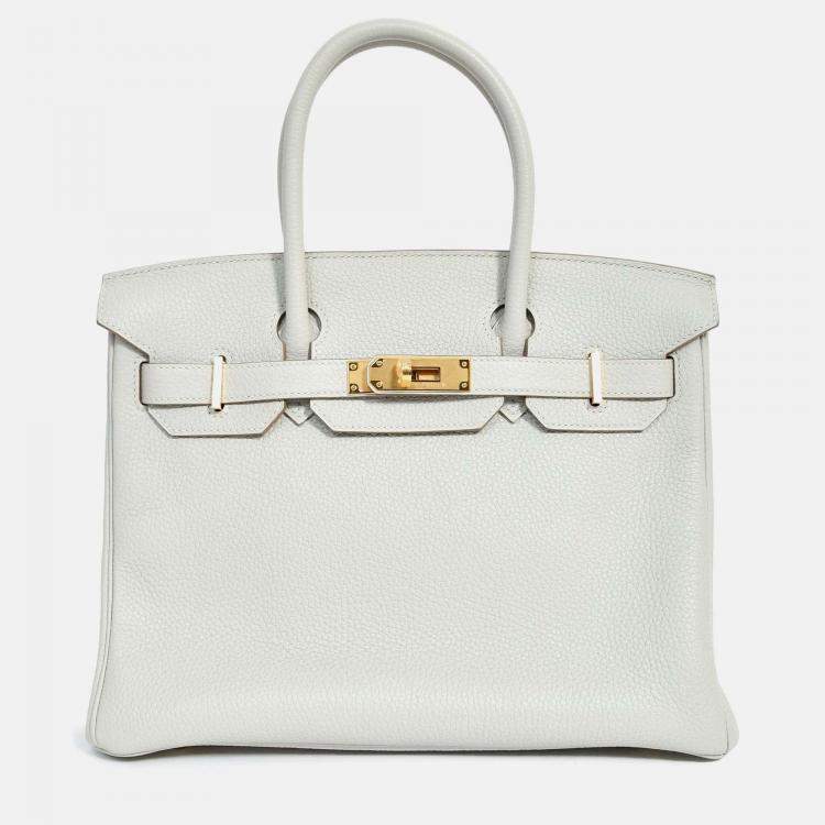 Pre Owned Hermes 2019 Gris Perle Clemence Leather Birkin 30